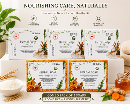 Herbal Soap combo of Dove Rice and Honey Turmeric (3+2)