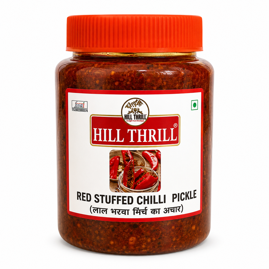 RED STUFFED CHILLY PICKLE 500GM (HT)